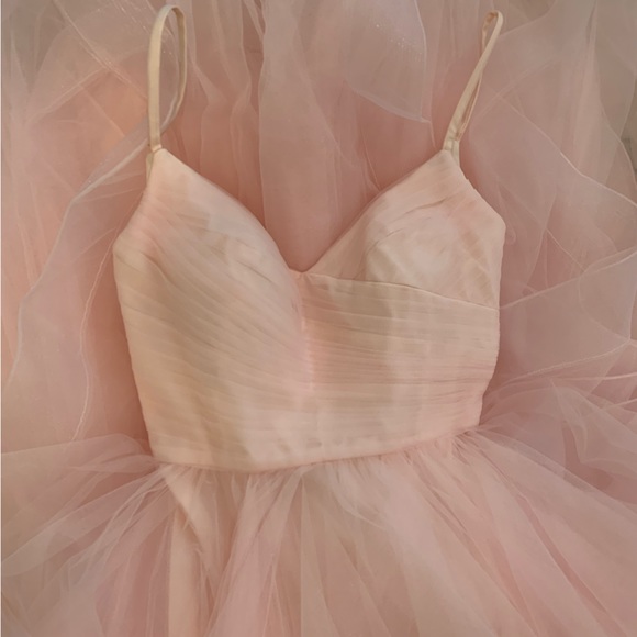 La Femme Ruffled V neck Dress with slit - Picture 5 of 7